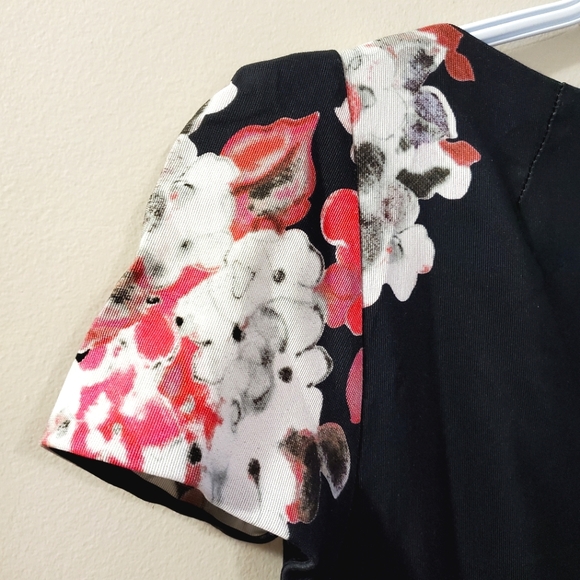 Milly - Black and Pink Floral Occasion Dress - Size 4 - Picture 5 of 13